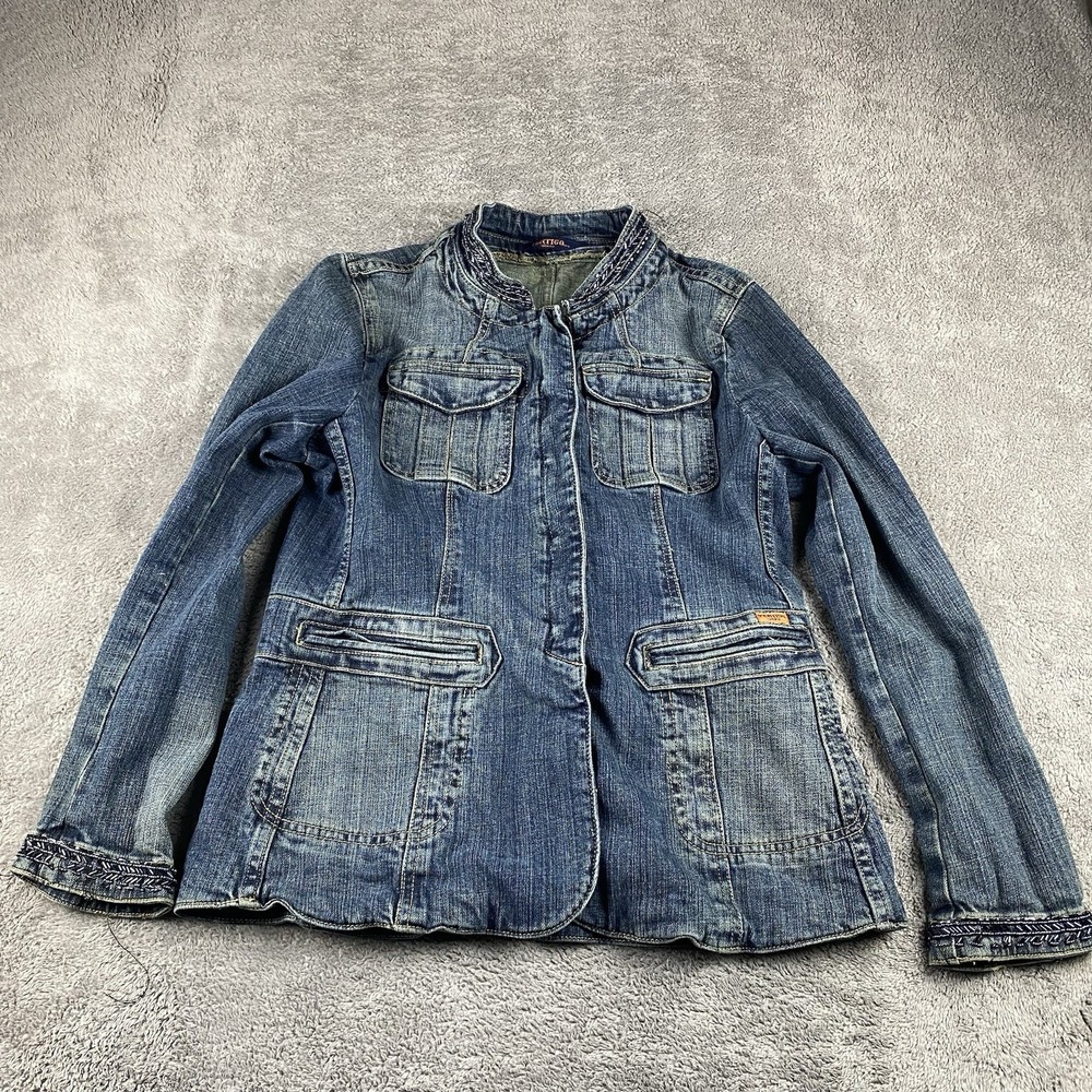 Vertigo Denim Jean Jacket Womens Large Blue‎ Pockets